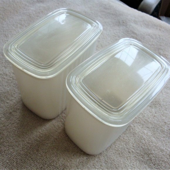 2 Vintage Anchor Hocking Milk Glass storage w/Lids - Picture 6 of 7